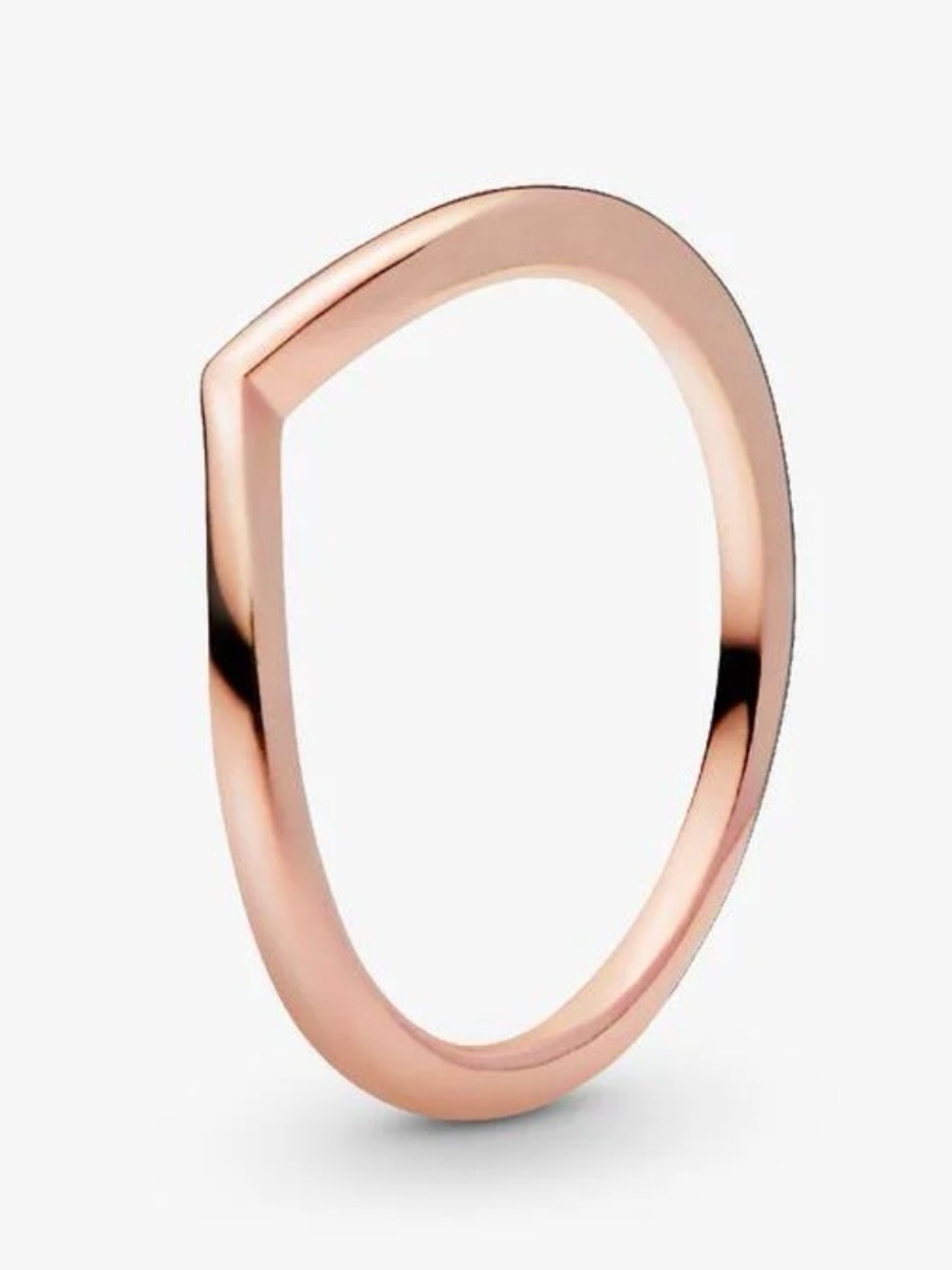 Genuine PANDORA Polished Wishbone Ring; 186314; Rose Gold